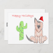 German Shepard Dog Cactus Christmas Feiertagskarte (Vorne/Hinten)