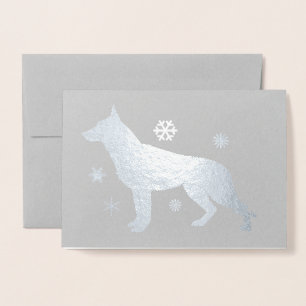 German Shepard Dog GSD Schneeflocken Folienkarte
