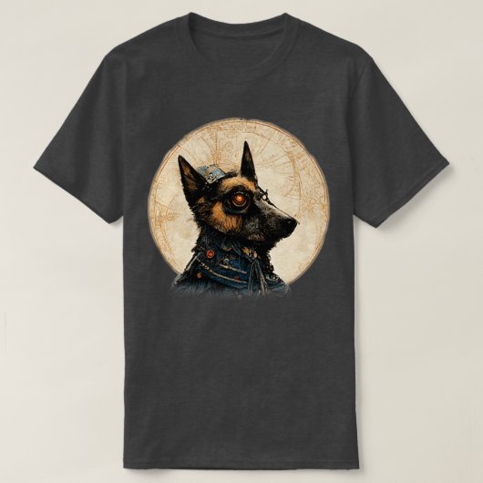 German Sheperd Surreal Steampunk Artwork Dog Lover T-Shirt (Design vorne)