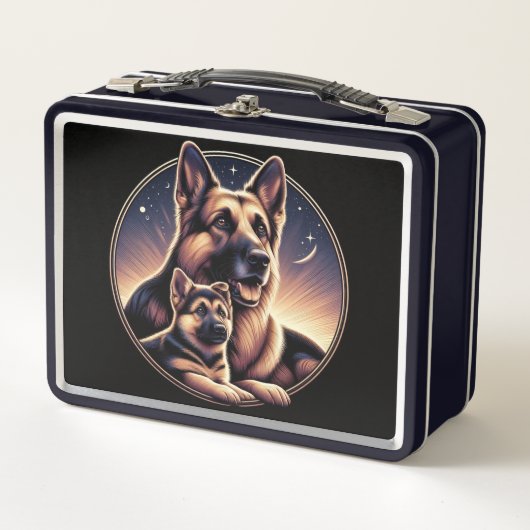 German Shephard, Mama & Pup 03X Metall Brotdose (Vorderseite)