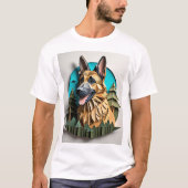 German Shepherd 3D Paper Art Design T - Shirt (Vorderseite)