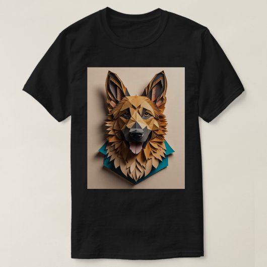 German Shepherd 3D Paper Art Design T - Shirt (Design vorne)