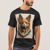 German Shepherd 3D Paper Art Design T - Shirt (Vorderseite)