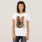 German Shepherd 3D Paper Art Design T - Shirt (Vorne ganz)