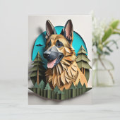 German Shepherd 3D Paper Art Design T - Shirt Einladung (Stehend Vorderseite)