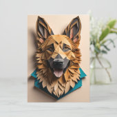 German Shepherd 3D Paper Art Design T - Shirt Einladung (Stehend Vorderseite)