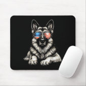 German Shepherd American Flag Sungles Patriotic Mousepad (Mit Mouse)