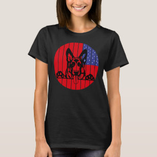 German Shepherd American Flag Usa Funny Patriotic T-Shirt