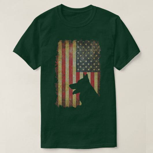 German Shepherd American US Flag Funny Dog Owner T-Shirt (Design vorne)