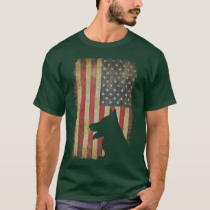 German Shepherd American US Flag Funny Dog Owner T-Shirt