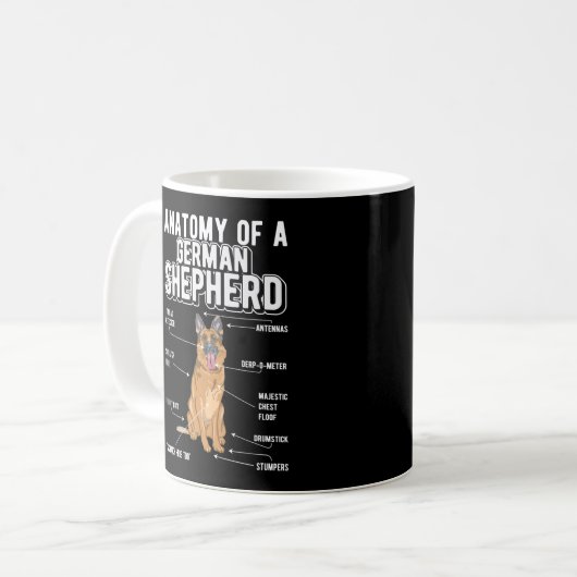 German Shepherd Anatomy Funny Dog Kaffeetasse (Vorderseite Links)