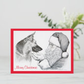German Shepherd and Santa Claus Feiertagskarte (Stehend Vorderseite)