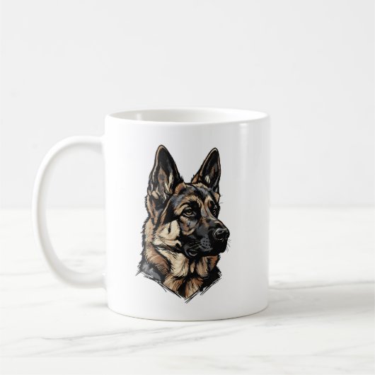 German Shepherd Art Kaffeetasse (Links)