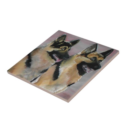 German Shepherd Art Tile Fliese (Seite)