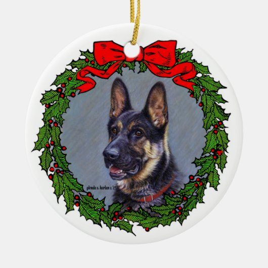 German Shepherd Art von Glenda S. Harlan Keramik Ornament (Vorne)
