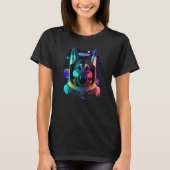 German Shepherd Astronaut in Space Cool Dog Fun Co T-Shirt (Vorderseite)