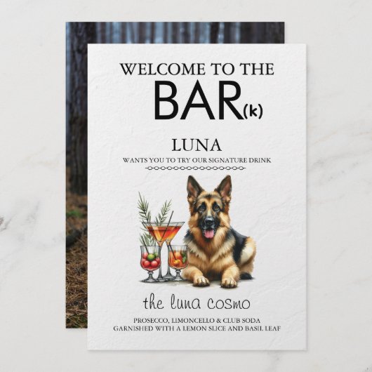 German Shepherd Bar Menükarte (Vorne/Hinten)