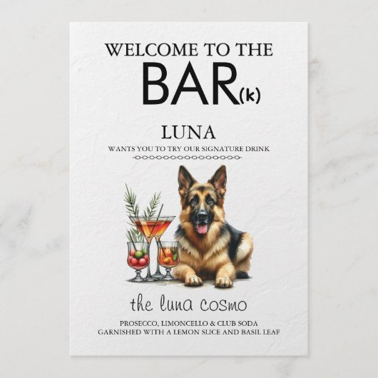 German Shepherd Bar Menükarte (Vorderseite)