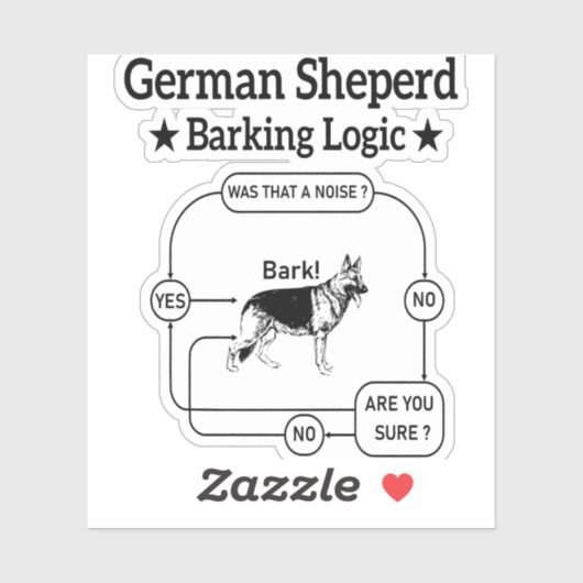 German Shepherd Barking Logic Funny Dog Sarcastic Aufkleber (Blatt)