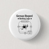German Shepherd Barking Logic Funny Dog Sarcastic Button (Vorderseite)