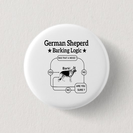 German Shepherd Barking Logic Funny Dog Sarcastic Button (Vorderseite)