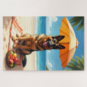 German Shepherd Beach Relax Scene Puzzle (Horizontal)