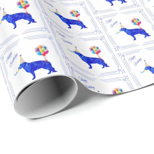 German Shepherd Birthday Geschenkpapier (Rolleneckpunkt)