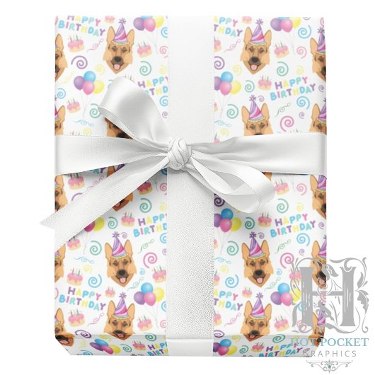 German Shepherd Birthday Gift Wrapping Paper  Geschenkpapier