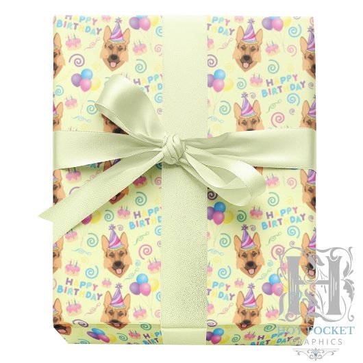German Shepherd Birthday Gift Wrapping Paper  Geschenkpapier