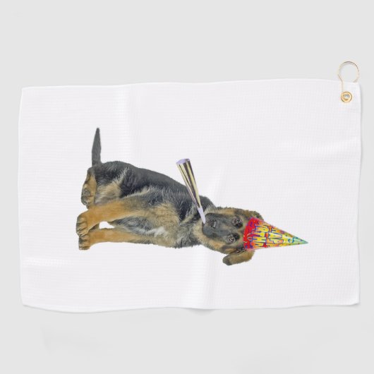 German Shepherd Birthday Golfhandtuch (Horizontal)