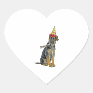 German Shepherd Birthday Herz-Aufkleber