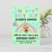 German Shepherd Birthday Invitation in Green Einladung (Stehend Vorderseite)