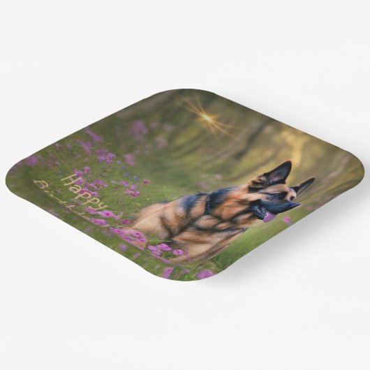 German Shepherd Birthday Pappteller (Gewinkelt)