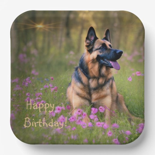 German Shepherd Birthday Pappteller (Vorderseite)