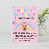 German Shepherd Birthday Party Invitation Pink Einladung (Stehend Vorderseite)
