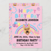 German Shepherd Birthday Party Invitation Pink Einladung (Vorne/Hinten)
