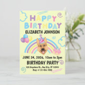 German Shepherd Birthday Party Invitation Yellow Einladung (Stehend Vorderseite)