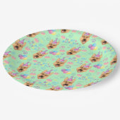 German Shepherd Birthday Party Paper Plates Green Pappteller (Schrägansicht)
