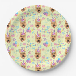 German Shepherd Birthday Party Paper Plates Yellow Pappteller