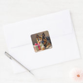 German Shepherd Birthday Quadratischer Aufkleber (Umschlag)