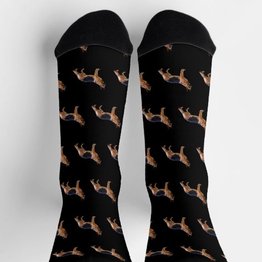 German Shepherd Black Background Socken (Oben)