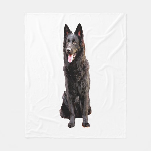 German Shepherd Black Dog Fleecedecke (Vorderseite)