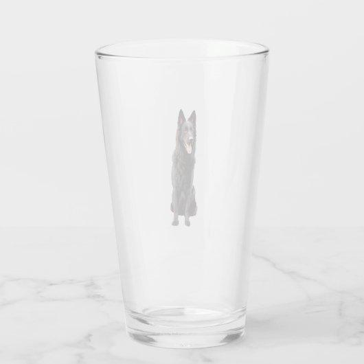 German Shepherd Black Dog Glas (Rückseite)