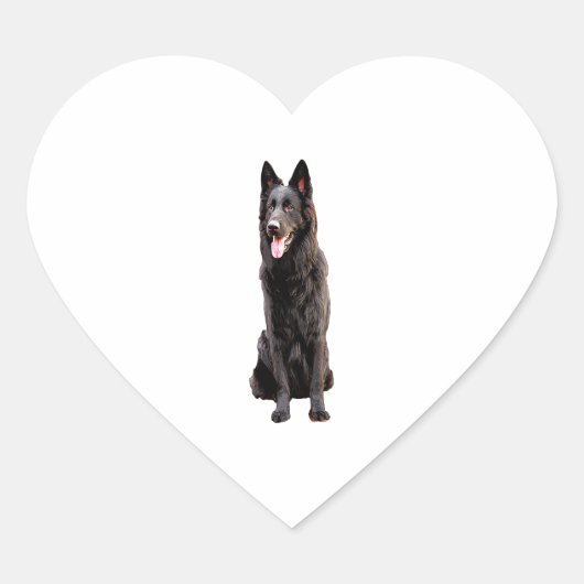 German Shepherd Black Dog Herz-Aufkleber (Vorderseite)