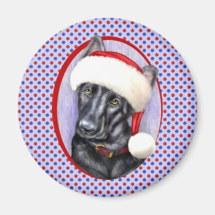 German Shepherd BLK Christmas Santa Pup Magnet