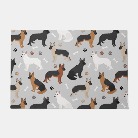 German Shepherd Bones and Paws Fußmatte (Vorderseite)