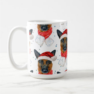 German Shepherd Breed Dog Pattern Stars Christmas Kaffeetasse