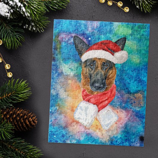 German Shepherd Breed Dog Weihnachten Puzzle