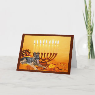 German Shepherd Chanukah Card Menorah1 Feiertagskarte
