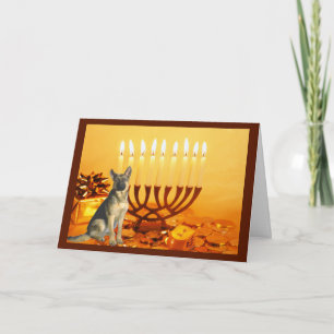 German Shepherd   Chanukah Card Menorah3 Feiertagskarte